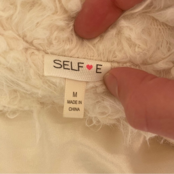 SELFIE faux fur shearling jacket white/cream color sz M - Picture 4 of 4